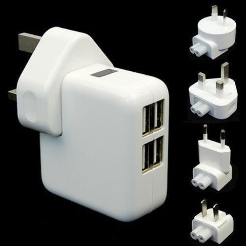 Electronics - 4 USB Port-Travel Charger With Car Adapter & AC Wall Plug